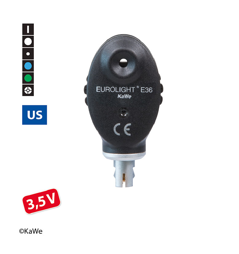 0185366001 - KaWe EUROLIGHT E36, 3.5V Ophthalmoscope Head, US Version