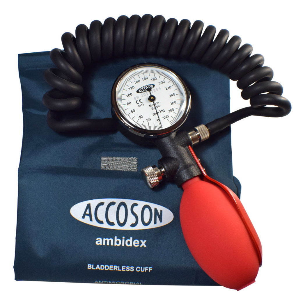Accoson Duplex Hand Held Sphygmomanometer with Ambidex Cuff and Red Insufflation Bulb
